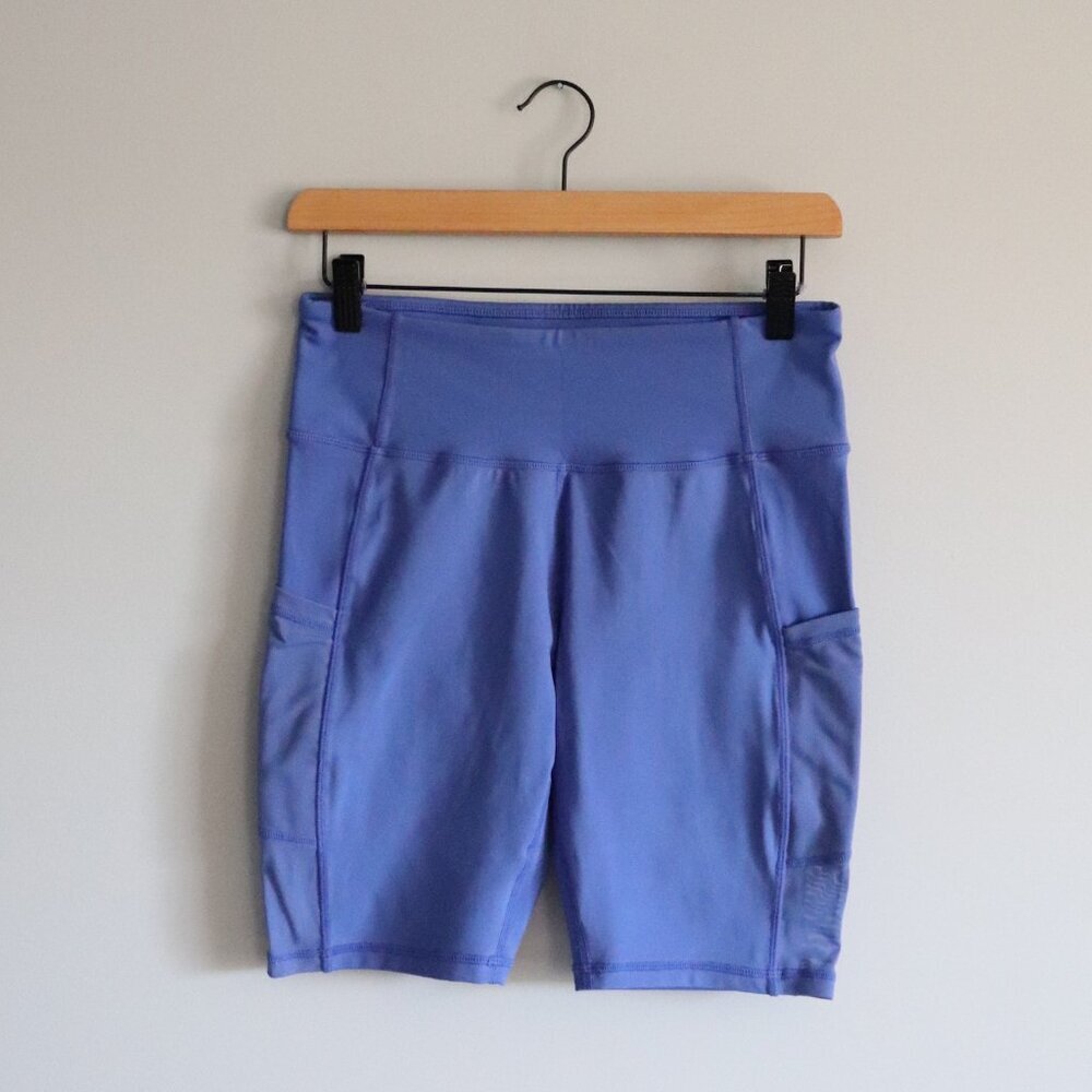 Joe Fresh Women's Blue Sz M Active‎ Mesh Pocket Stretch Biker Shorts
